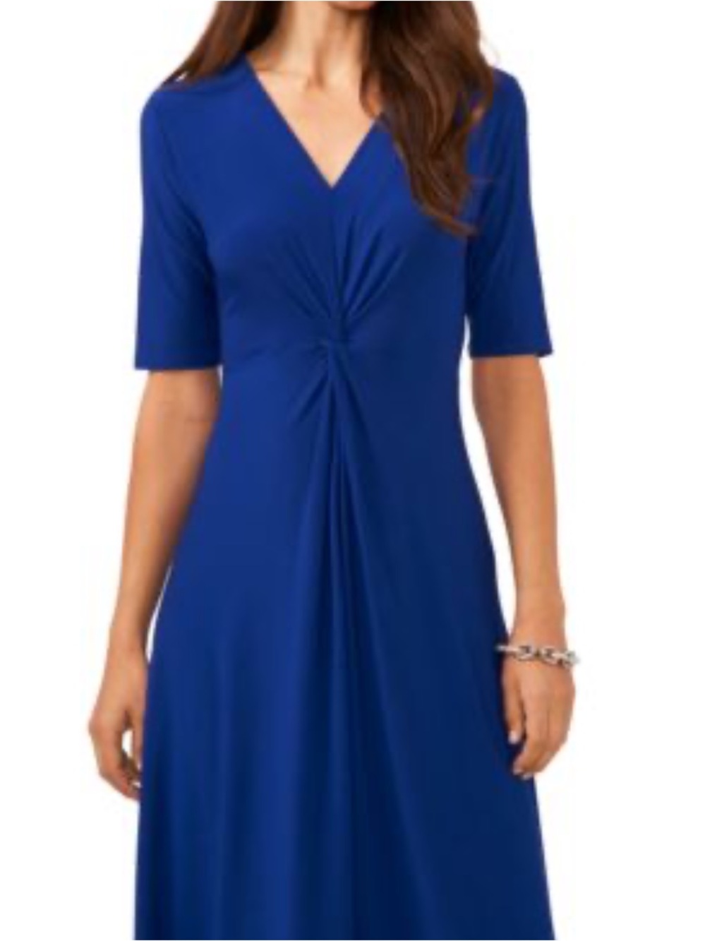 MSK Black V-Neck Midi Dress with Short Sleeves S - Picture 3 of 13